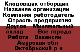 Кладовщик-отборщик › Название организации ­ Компания-работодатель › Отрасль предприятия ­ Другое › Минимальный оклад ­ 1 - Все города Работа » Вакансии   . Амурская обл.,Октябрьский р-н